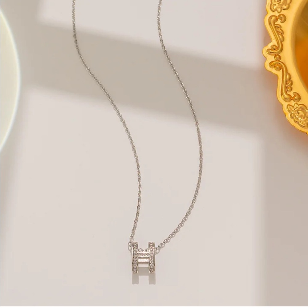 Moderate Luxury Letter Text Number Titanium Steel 18k Silver Plated Necklaces